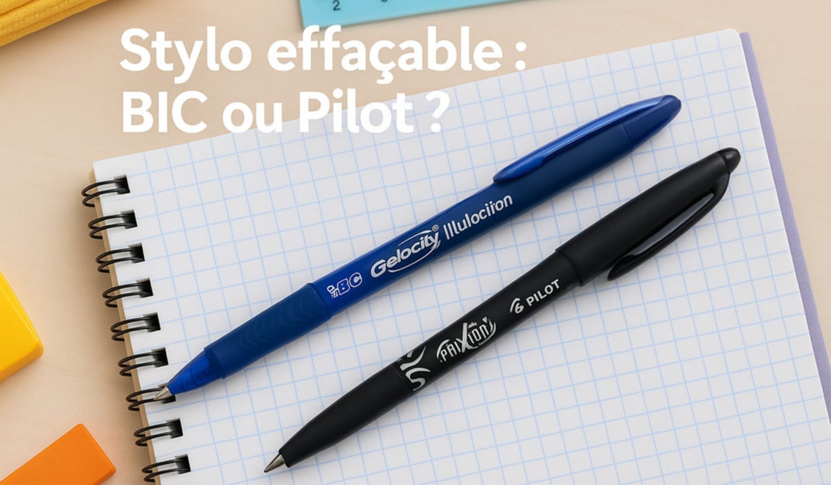Stylo BIC Gelocity vs Pilot FriXion sur cahier d'écolier